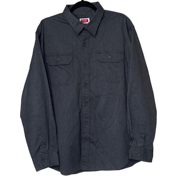 Wrangler Flex for Comfort Dark Gray Button-Down Shirt Cotton Blend Men's Size XL - Picture 1 of 16